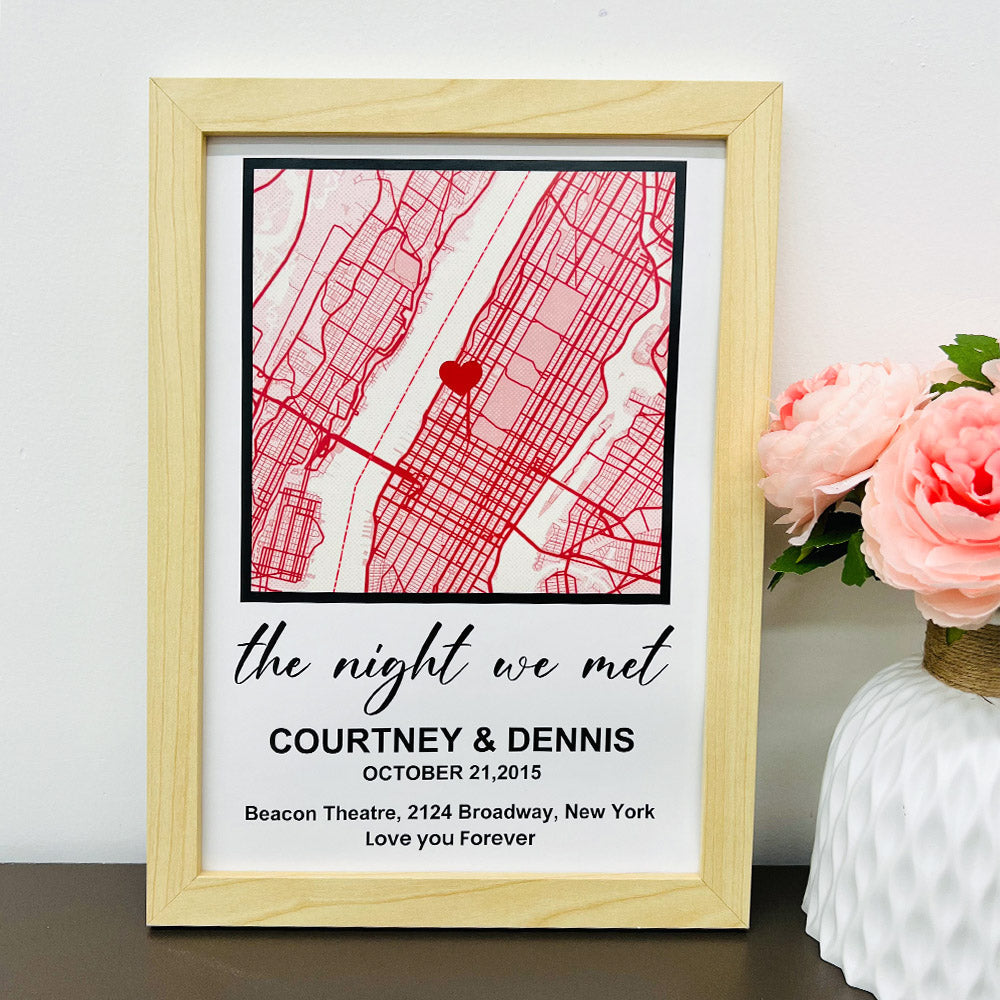 Personalized First Date Map Framed Gift For Couple
