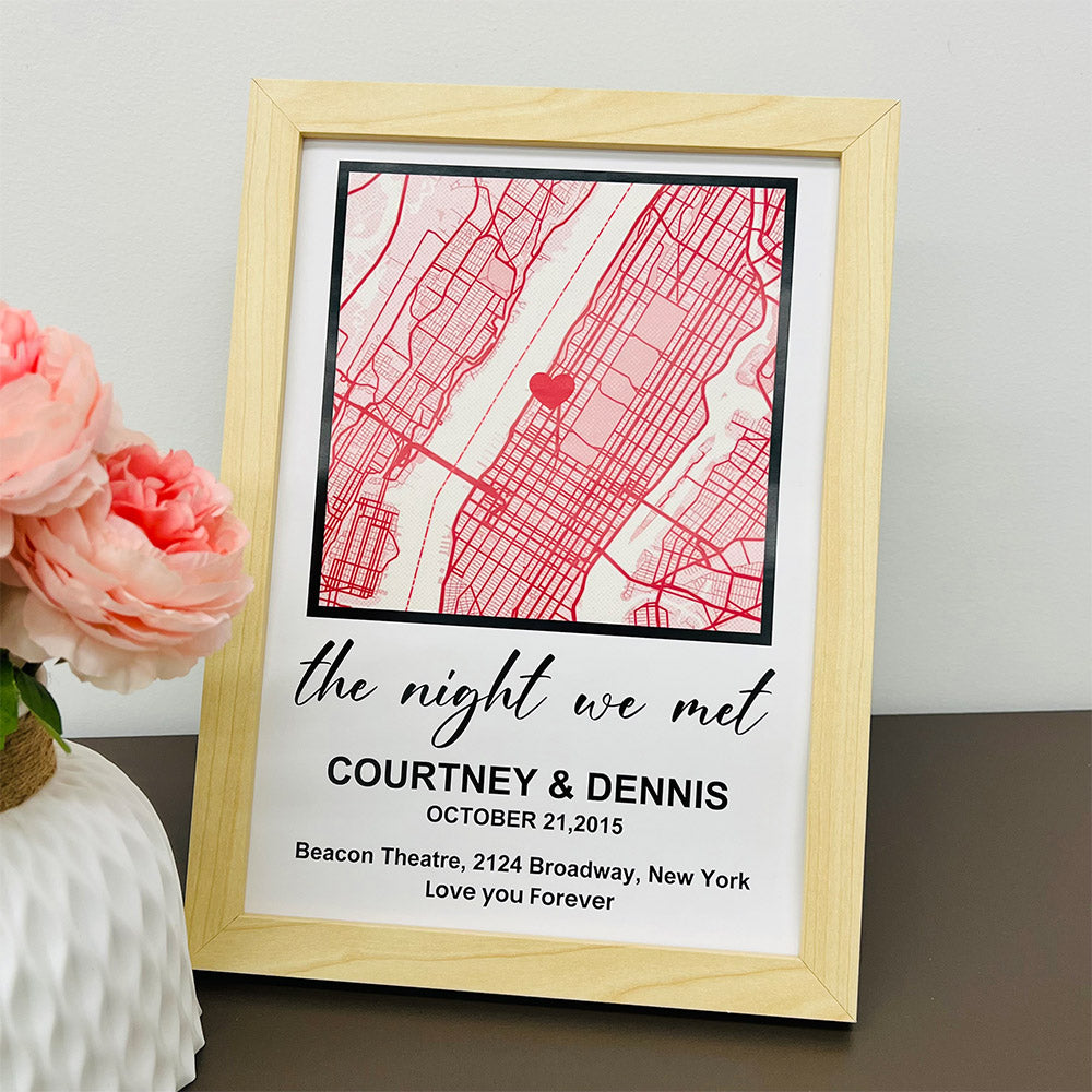 Personalized First Date Map Framed Gift For Couple