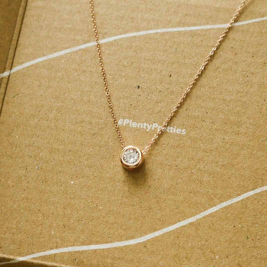 Minimalist Rose Gold Zircon Necklace