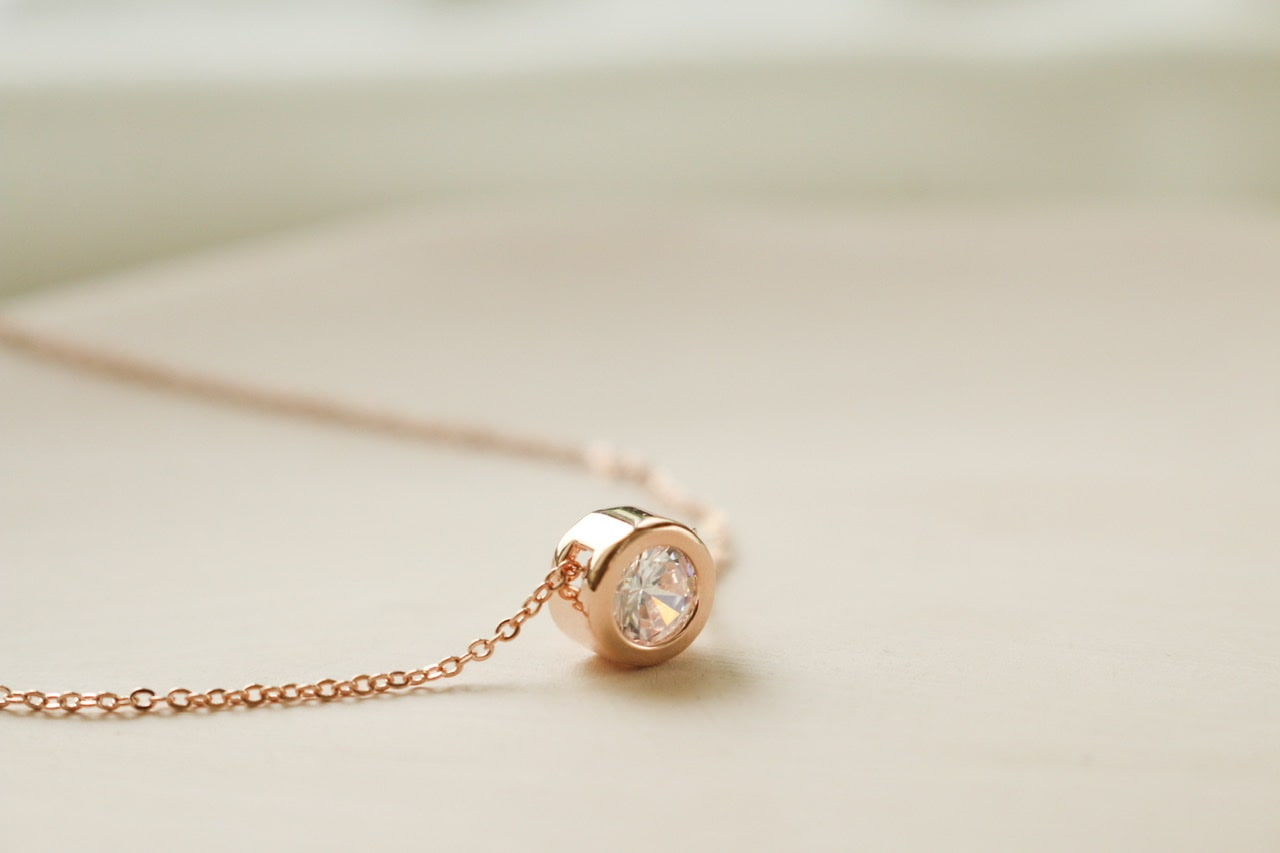 Minimalist Rose Gold Zircon Necklace