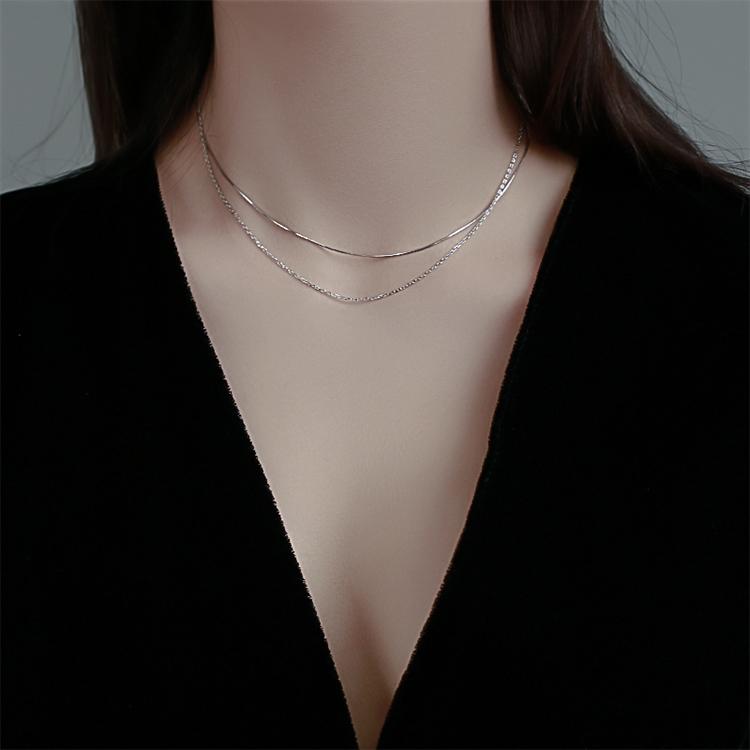 Olivia Layered Necklace (Silver)