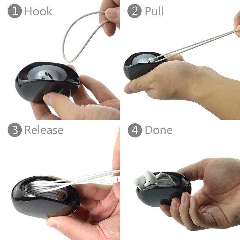 Retractable Tangle-Free Portable Manager For Headphones - Recoil Automatic Cord Retractor And Cable Winder